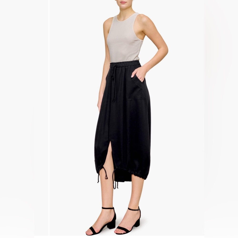 MELLODAY Off-White Ribbed Tank & Black High-Lo Maxi Dress Small NWT